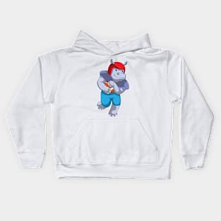 Hippo at Football Sports Kids Hoodie